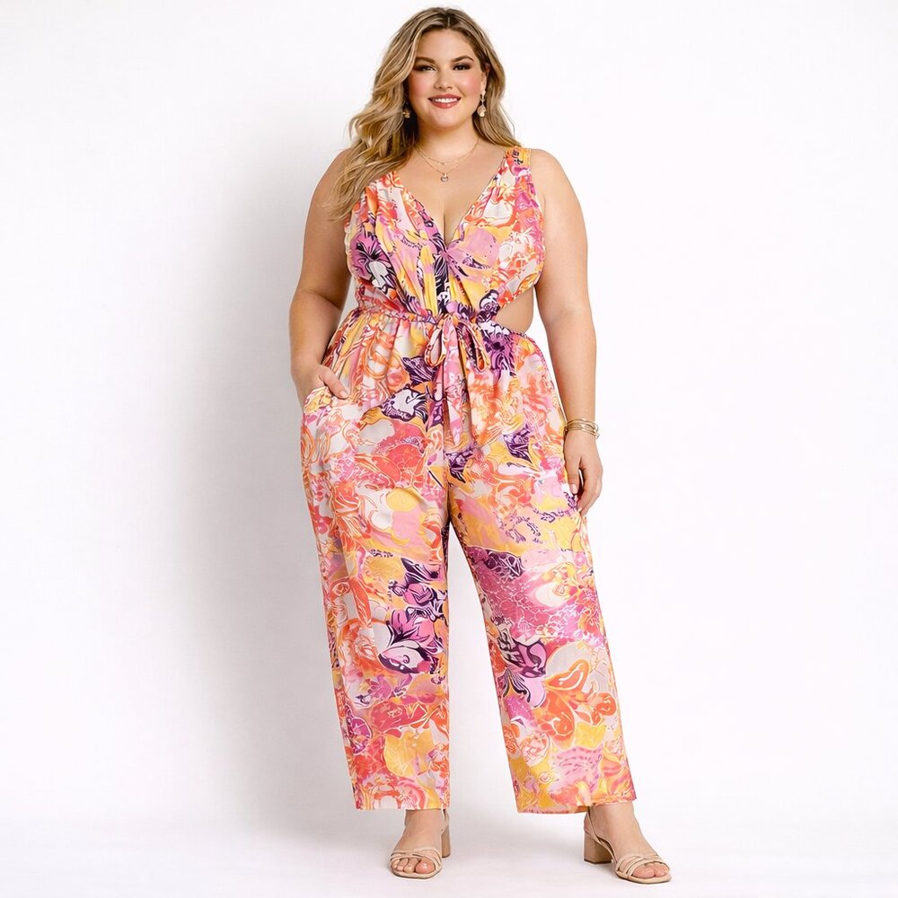 Eloquii Cutout Wide Leg Jumpsuit 18 NWT | Resort Wedding Guest Vacation